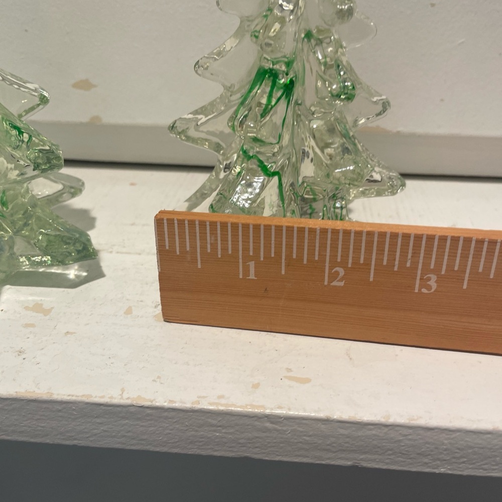 Vintage Set Of Two Studio Art Glass Swirl Christmas Trees 🌲 - Picture 8 of 12